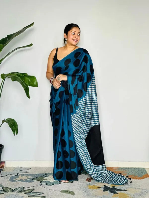 Dark Ajrakh Modal Silk Saree
