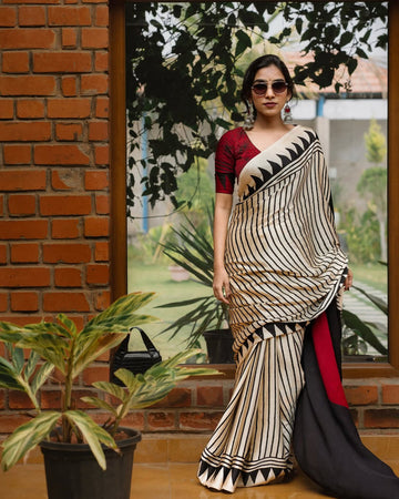 Ajrakh Elegance in Model Silk Timeless & Effortless Saree
