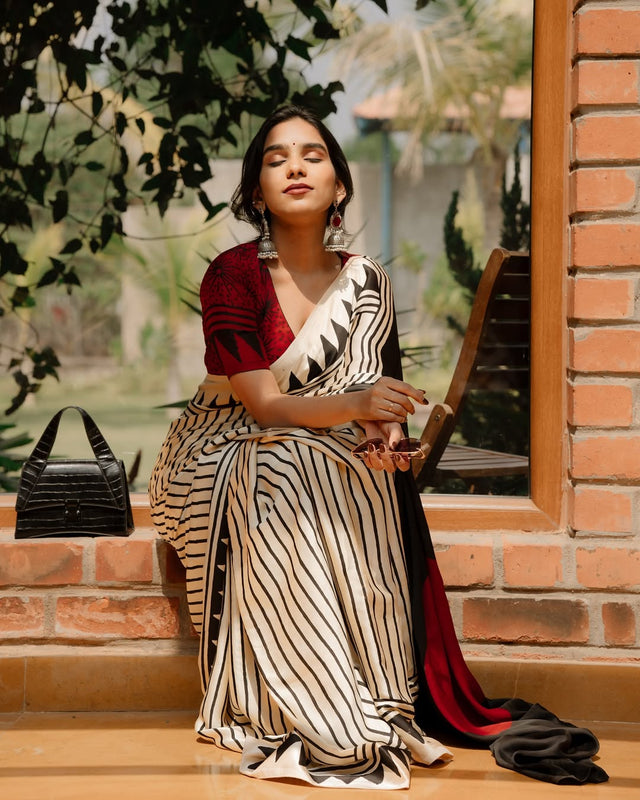 Ajrakh Elegance in Model Silk Timeless & Effortless Saree