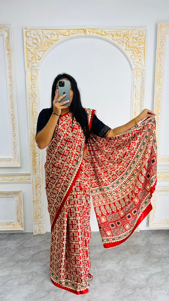 Graceful Ajrakh Saree for Festive Elegance