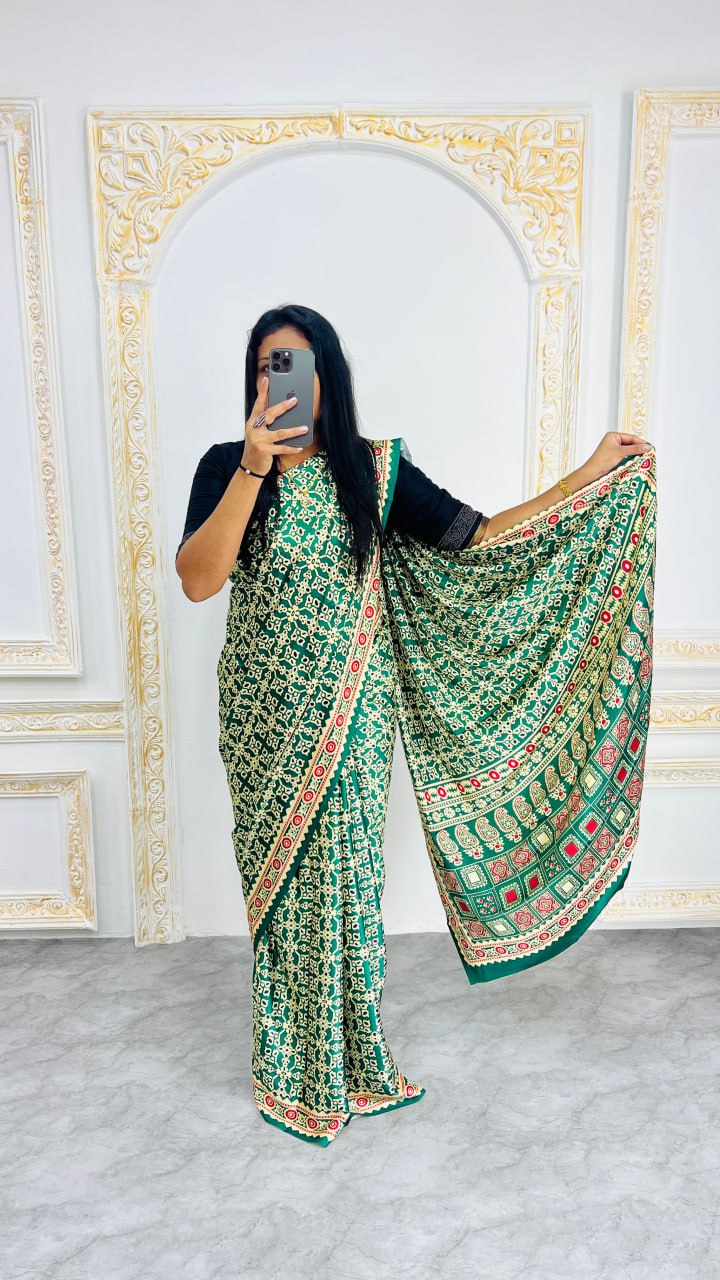 Graceful Ajrakh Saree for Festive Elegance