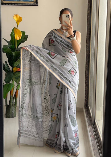 Simplicity Redefined Traditional Ajrakh Hand Block Prints Saree