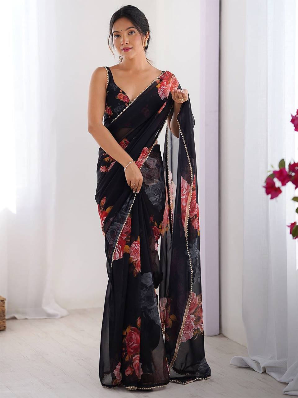 Whispers of Petals in Eternal Drape Saree