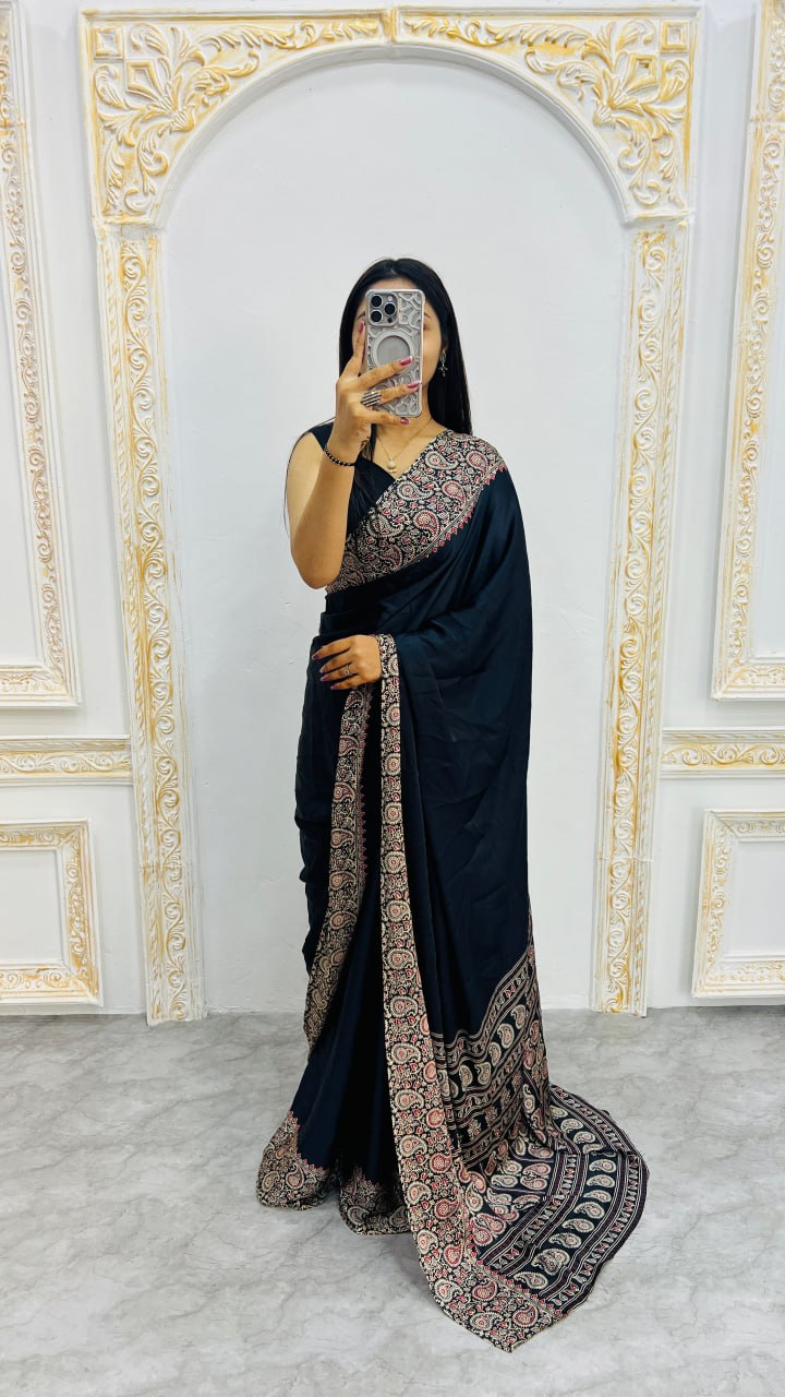 Drape The Royal Essence  Original Ajrakh Silk Saree